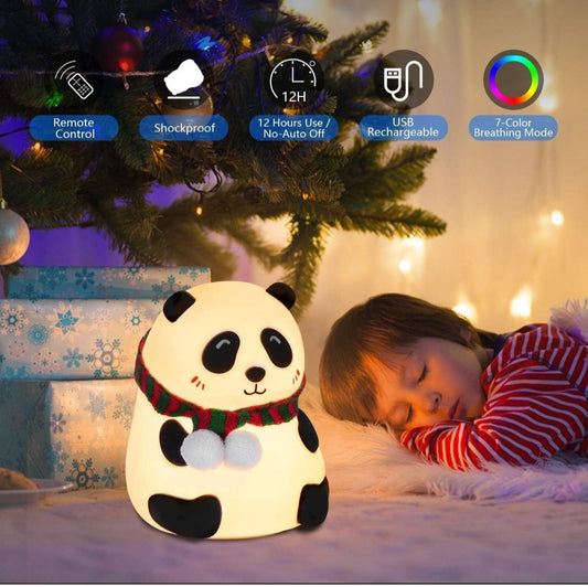 Silicone Panda Night Light | 7-Color LED Lamp | Cute Room Decor & Gift for Kids.